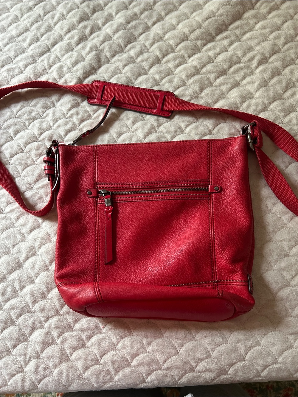 The Sak Red Pebbled Leather Crossbody Bag